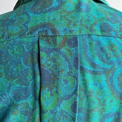 Vintage 1950s Jerry Gilden Turquoise Paisley Short Sleeve Shirtwaist Dress As Is
