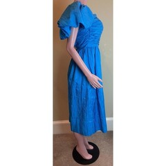 Vintage Alyce Designs Prom Dress Womens XS Blue Puff Sleeve Cocktail Retro Glam