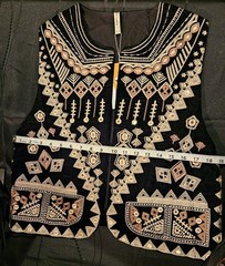 Black Velvet Mirror Work Embroidered Ethnic Vest Waistcoat New With Tags Boho