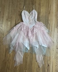 Vintage 1980’s Loralie Original Fairy Glam Rock Party Dress Lace Sequin Tiered