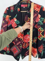 Vintage Emanuel Ungaro Solo Donna Paris Wool Floral Blazer Jacket Size 8 Italy