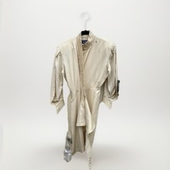 Vintage 80s Thierry Mugler Edition Wrap Dress Shoulder Pads Beige Shorts Dress I