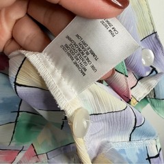 Alfred Dunner Vintage 90s Pastel Abstract Patchwork Button Up Blouse 18W Retro