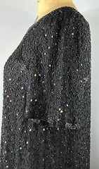 Beaded Drama Special Occasion Dress Black Beads Iridescent Sequins Formal 16WP