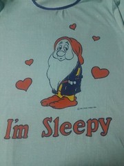 Vintage night Pajama t-shirt sleepwear Disney dwarf blue size Large Used As-Is