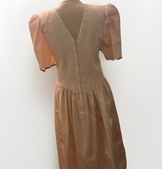 Vtg 80’s GUNNE SAX Jessica McClintock Peach Lace Peach Dress Puff Sleeve Size 10
