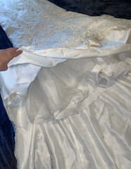Vintage Discontinued Rare Demetrios Wedding Dress, Tummy Tuck, Long Train Dress
