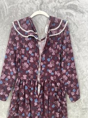 VTG 80s Gunne Sax Jessica McClintock Floral Prairie Dress Purple Size Small?
