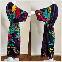 1980s Leonard Studio Italy Cotton Knit Floral Dress Hidden Logo Belted Pop Art