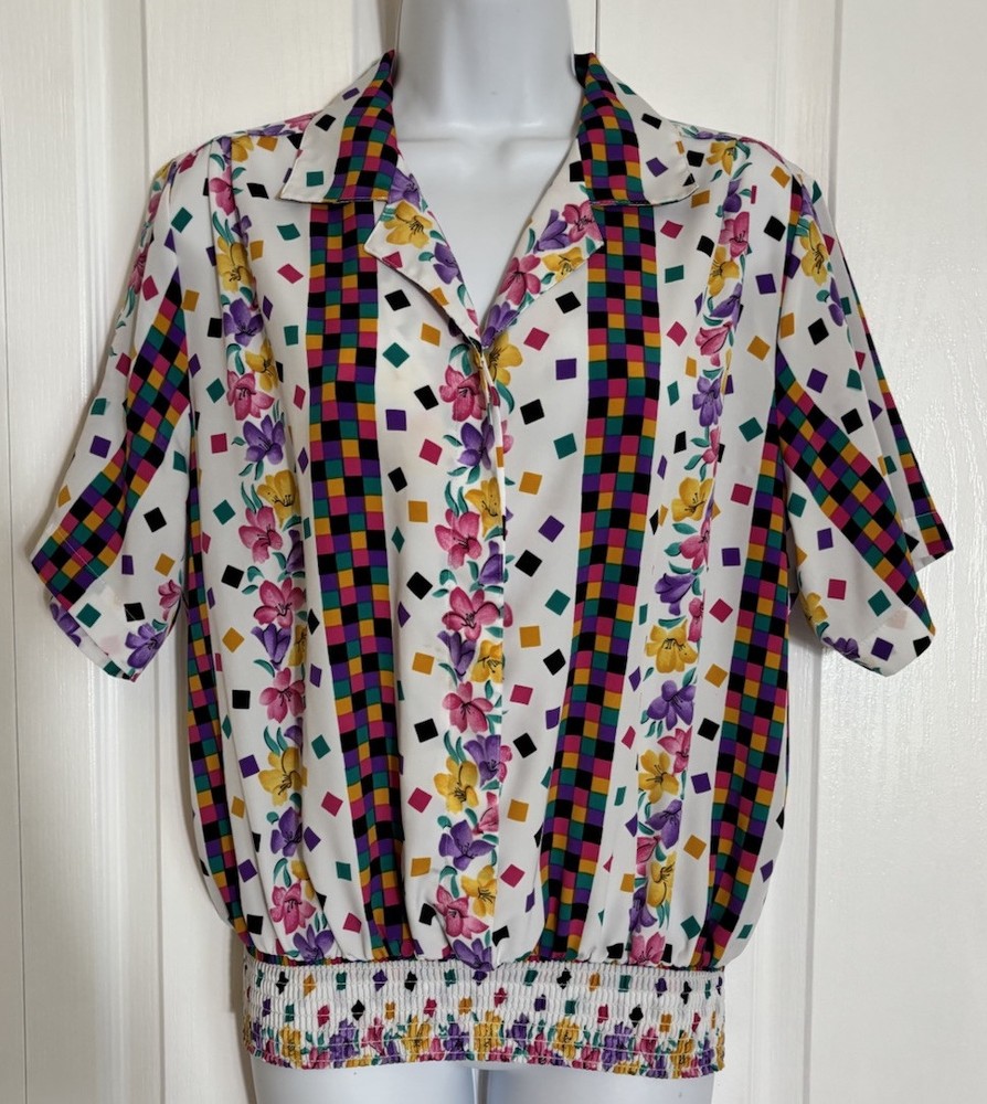 Vintage David Matthew Blouse Womens Floral Collared Grandma Mom Core Size 12