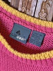 Vintage 90s Pink Stars Sweater Lizwear Liz Claiborne Knit Ramie Cotton M