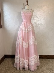 Vintage 50’s/60’s Mike Benet Formals Baby Pink Ruffled A-Line Tulle Dress