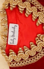 60s Vtg Medieval Mod Velvet Red & Gold Embroidered Vest Crop Jacket Xs Sm As-Is