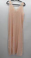 Vintage Undercover Wear Long Peach Nylon Rayon Polyester Lace Nightgown Size Med