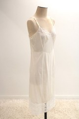 Vintage Full Dress Slip size 38 White Nylon Shadow Panel Wide Lace Trim White