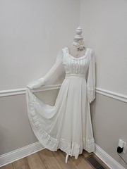 VTG Gunne Sax by Jessica San Francisco Polka Dots White Wedding Prairie Dress