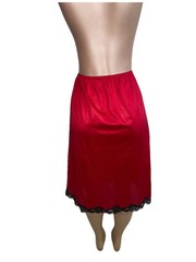 Vintage 1960’s Nylon Red Black Half Slip Skirt lingerie Large Sliperfection