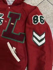 VTG 80’s Varsity Letterman Jacket Wool-Blend Leather-Trim Red Cheerleading S/M