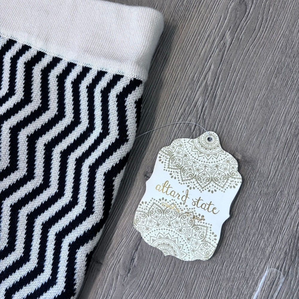 Altar’d State, Chevron Knit Skirt Black Ivory