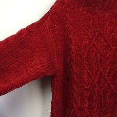 Vintage 90s Express Tricot Chenille Red Mock Neck Chunky Knit Women’s Medium