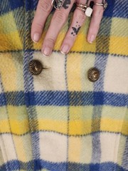 Vintage 60s/70s Jiminy Of California Plaid Faux Fur Coat Blue Yellow HTF