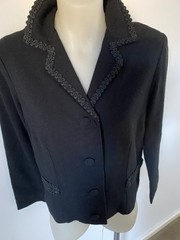 50,s Black Wool Crepe Braided Jkt.38” Bust