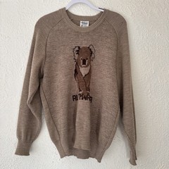 Vintage Hysport 100% Wool Koala Sweater XS 85cm Ivory Australia 70s 60s Knit