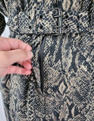 Vintage Taurus II Brown & Black Snakeskin Print Dress & Matching Belt Size 10