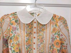 Vintage 70’s Handmade Orange & White Floral Long Prairie Maxi Lined Dress