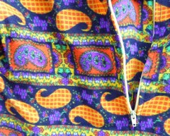 handmade Vintage short sleeve top orange red green yellow purple