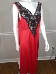 Vintage Fashion Bug lace Nylon Nightgown Size 22/24 Plus Size red black Sexy