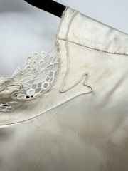 1930s Wedding Bridal Gown Ivory Liquid Satin & Embroidered Lace Train Handmade