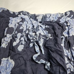 Vintage Jane Ashley Floral Cotton Midi Skirt Plus Size 3X Navy Blue Cottagecore