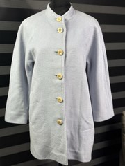 Jaeger Boucle Vintage 80s Wool Mohair Jacket Women’s Size 4 Blue Pearl Buttons