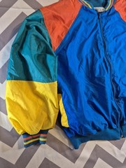Vintage Bay Club 80s Coat Sz? Color Block Warm Up Jacket Windbreaker Boxy Fit