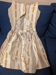 Vintage Lord & Taylor sleeveless grey, pink, and white striped cotton dress XS