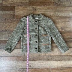 60s 70s VTG Ricano Knits Green Tweed Confetti Jacket Orange Trim Size S/M #2D8