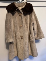 Vintage 60s Brazotta Sportowne faux fur coat with real mink collar single owner