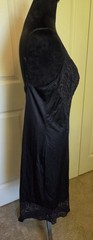 Vintage Vanity Fair Black Satin Lace Slip Dress Nightgown Size 36 / 24″ 42