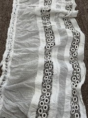 Edwardian Victorian White Cotton Lace Ruffle for Petticoat Skirt 44”x12” piece