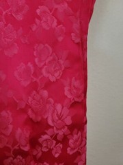 Vintage Oriental Cheongsam Dress Floral Jacquard Brocade Taffeta Hot Pink