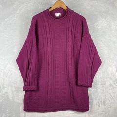 VTG Renee Hauer Chunky Knit Sweater 100% Cotton Made In USA Purple Magenta XL?