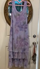 Vintage Cattiva NY fairy witch sheer chiffon lavender floral tiered maxi dress L