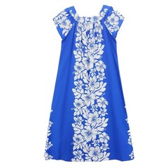 AIKANE Hawaii Vintage Blue White Hibiscus Maxi Dress Floral Size 10