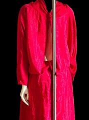 vtg d.Frank womens red silky dress with open blouson back secretary 80s size 14