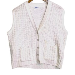 Miss Scotch English Vest Sweater Knit Retro 60s Secretary Acrylic Vintage*Stain*