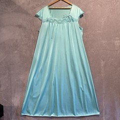 Vintage Mint Blue Nylon Maxi Nightgown Women’s Plus Size XXL