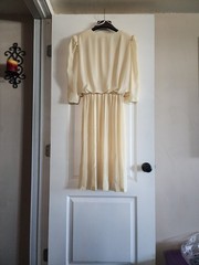 Vintage 1980s In The Mood Lemon Yellow Pleated Lace Dress Size 10