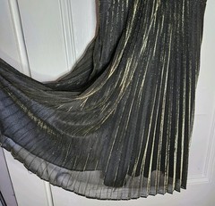 Vintage Filigree Ltd Collection Womens Mini Dress Black Gold Sparkles Pleated