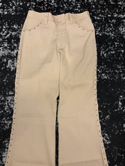 Deadstock Vintage 1970s H Bar C Studded Western 2 Piece Outfit Pant Suit Set Tan
